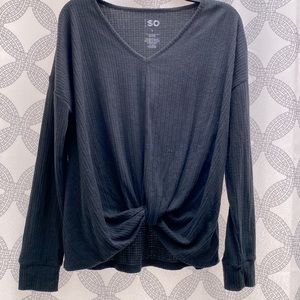 SO Black Twist Front Shirt, Size L